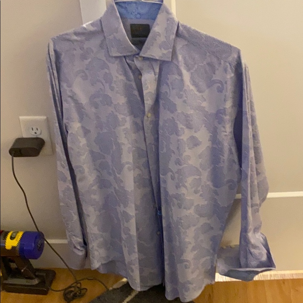 Thomas Dean Blue Paisley Shirt